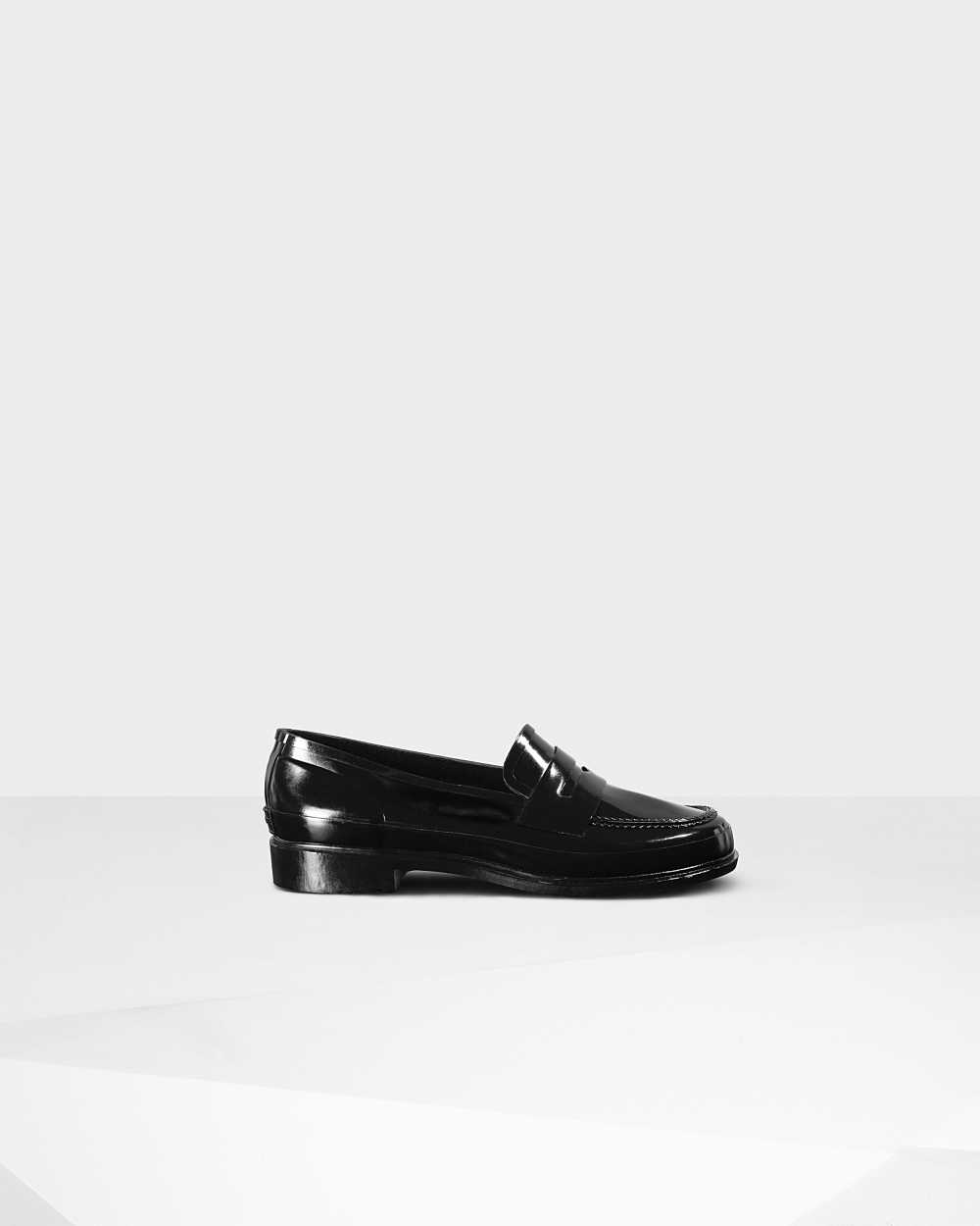 Hunter Original Gloss Penny Women's Loafers NZ-18404L Black